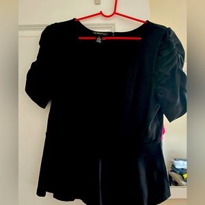 Dressy/Casual Peplum Black Blouse, size Large from New York & Company.